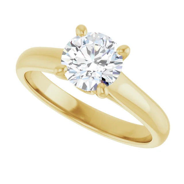 1 CTW Lab Grown Solitaire Diamond engagement Ring on yellow gold sideways Picture 