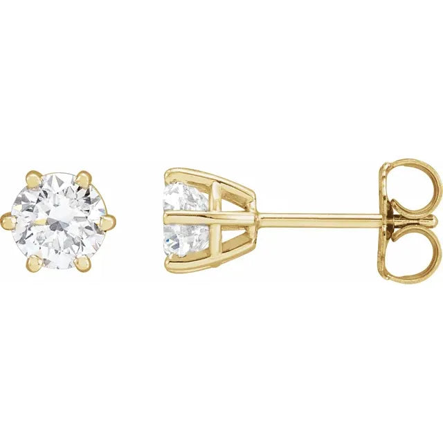 Lab Grown Diamond Studs 1 CTW yellow gold