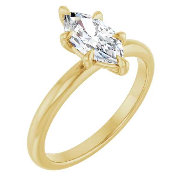 1 CT 6 Prong Solitaire Marquise Cut Diamond Engagement Ring for Women  on yellow gold sideway picture 