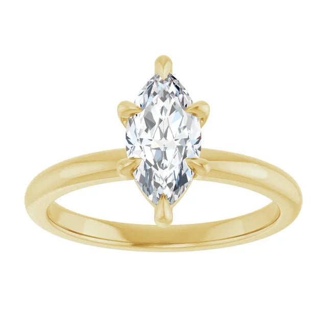 1 CT 6 Prong Solitaire Marquise Cut Diamond Engagement Ring for Women  on 14K Yellow gold