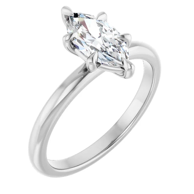 1 Ct 6 Prong Solitaire Marquise Cut Diamond Engagement Ring for Women  on White gold