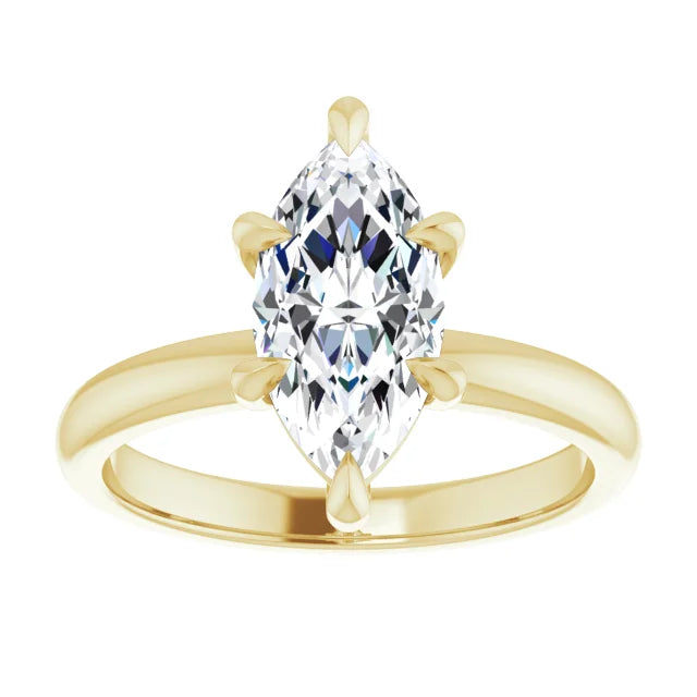 2 CT 6 Prong Solitaire Marquise Cut Diamond Engagement Ring for Women on yellow gold