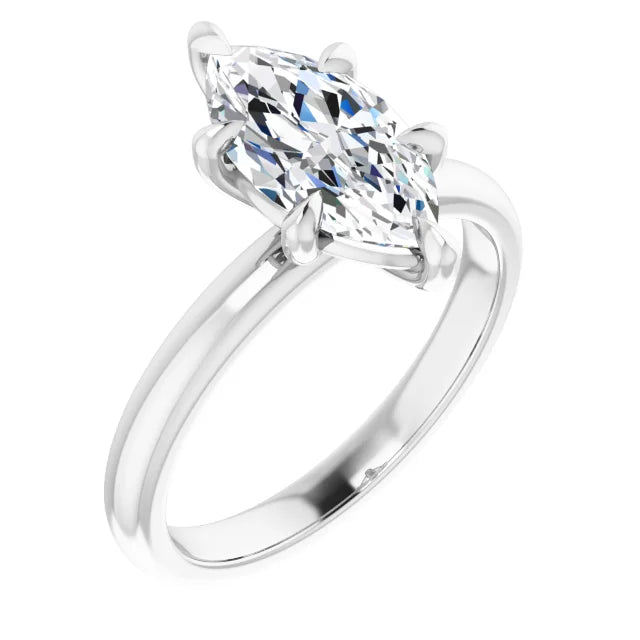 2 CT 6 Prong Solitaire Marquise Cut Diamond Engagement Ring for Women  on white gold