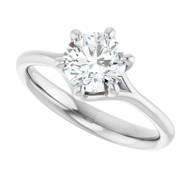 6 Prong 1 CTW Lab Grown Diamond Engagement Ring White Gold Sideway Picture 