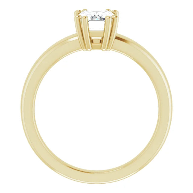 1 CT Emerald Cut Lab Created Diamond Engagement Ring on yellow gold showing under gallery 