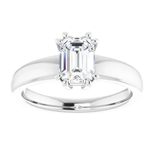 1 CT Emerald Cut Lab Created Diamond Engagement Ring  on White gold show Diamond