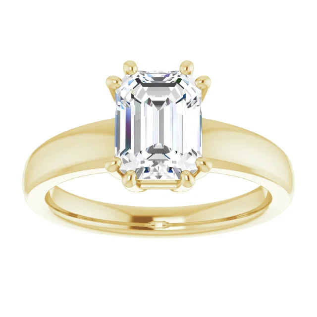 2 CT Emerald Cut Lab Created Diamond Engagement Ring on yellow gold