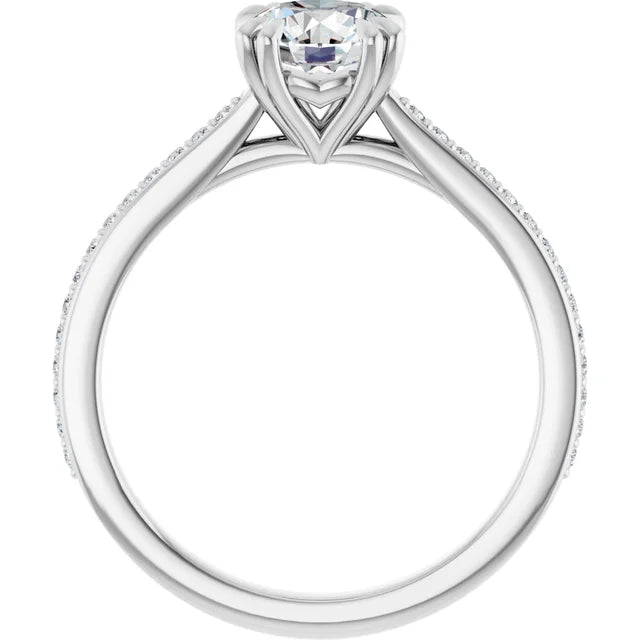 8 Prong Accented Shank Lab Grown Diamond Engagement Ring White Gold showing under Gallery 