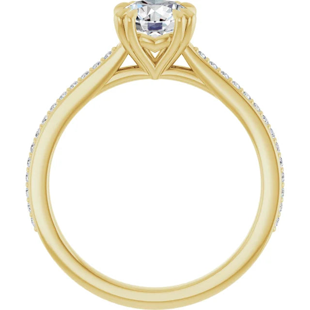 8 Prong Accented Shank Lab Grown Diamond Engagement Ring  Yellow Gold Showing under gallery 