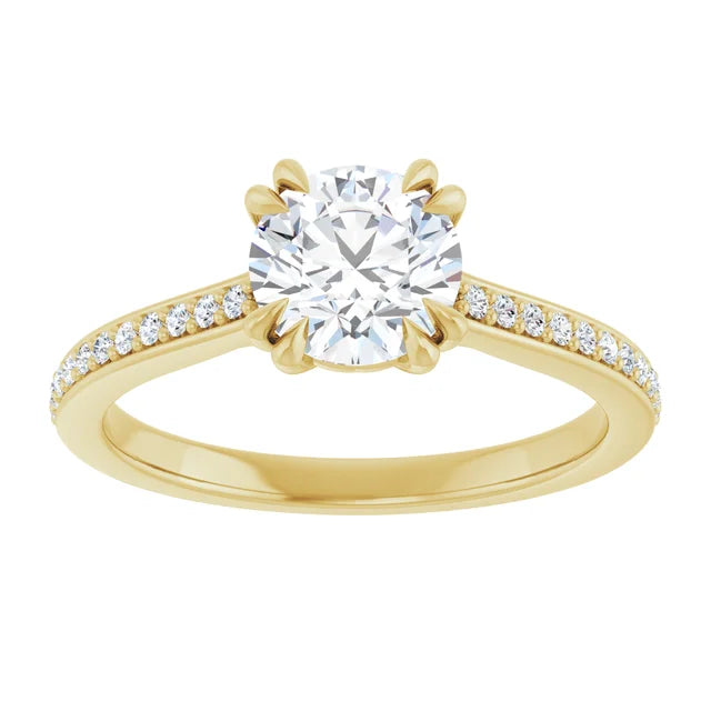 8 Prong Accented Shank Lab Grown Diamond Engagement Ring 