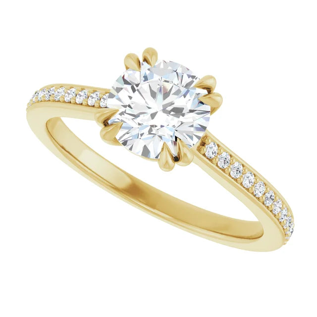 8 Prong Accented Shank Lab Grown Diamond Engagement Ring Yellow Gold Side picture showing diamond 