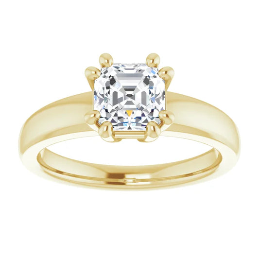 8 Prong asscher Solitaire Diamond engagement Ring for women 