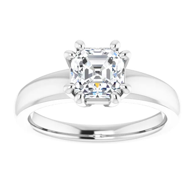 1 CTW 8 Prong asscher Solitaire Diamond engagement Ring for women white gold