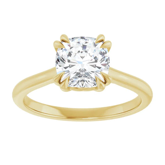 2 CT 8 Prong Cushion Cut Diamond Engagement Ring for women on yellow gold