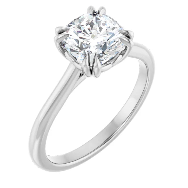 2 CT 8 Prong Cushion Cut Diamond Engagement Ring for women White gold picture from the side