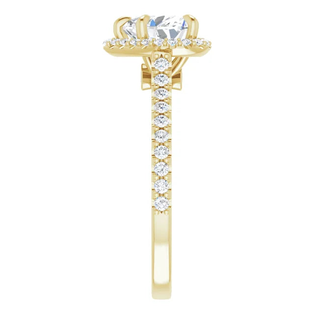 1 CT Accented Shank Heart Diamond Engagement Ring for Women yellow gold showing diamond on shank