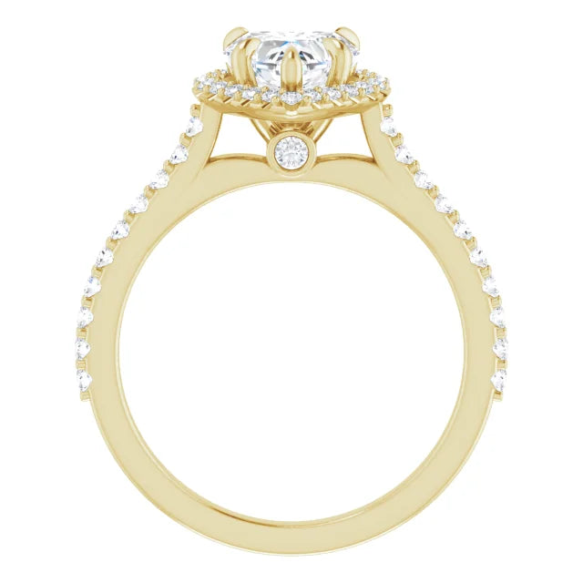 Accented Shank Heart Diamond Engagement Ring for Women yellow gold showing diamond stones under the gallery 