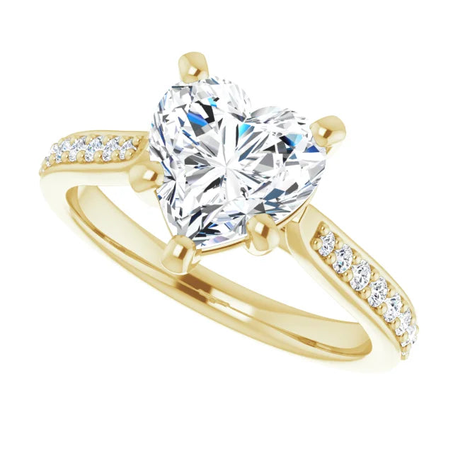 2 CT Accented Shank Heart Diamond Engagement Ring for Women picture from the side