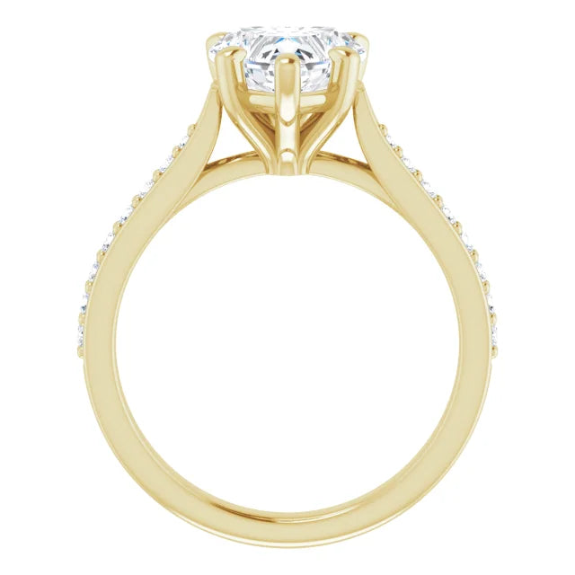 2 CT Accented Shank Heart Diamond Engagement Ring for Women yellow gold showing under gallery 