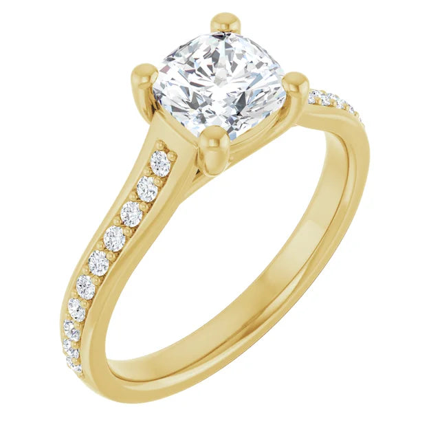 1 CT Cushion cut Diamond engagement Ring for women yellow gold sideway picture 