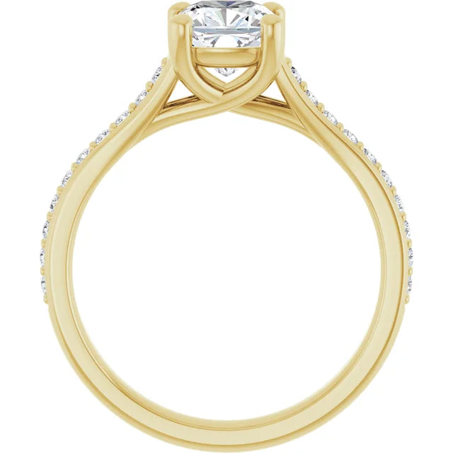 1 CT Cushion cut Diamond engagement Ring for women on yellow gold showing under gallery 