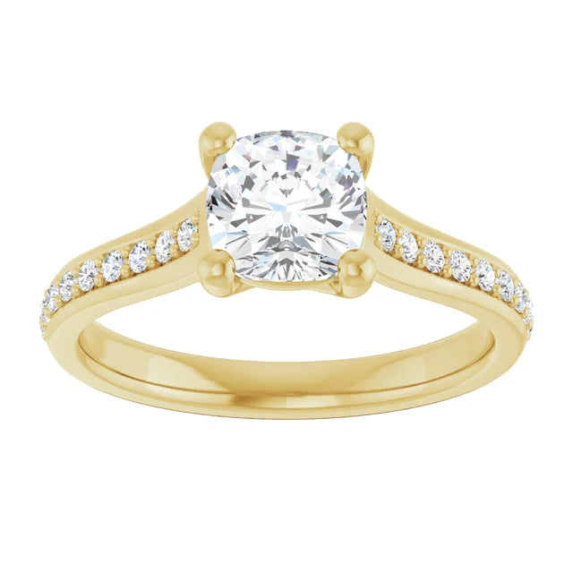 1 CT Cushion cut Diamond engagement Ring for women yellow gold 