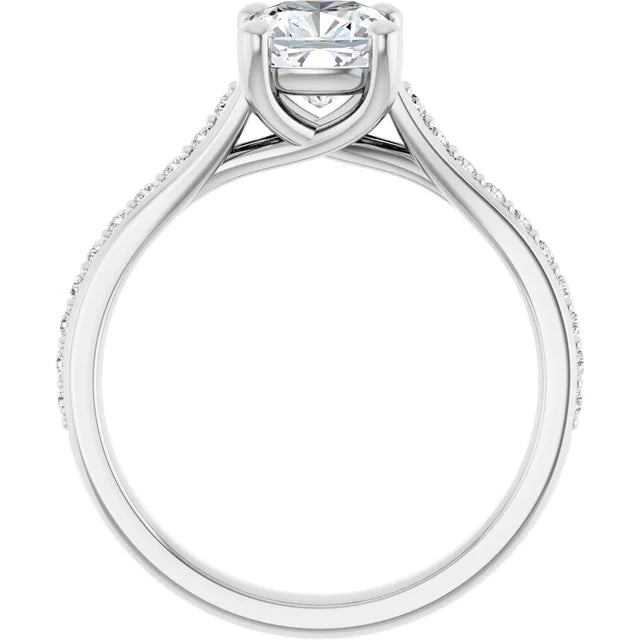 1 Cushion cut Diamond engagement Ring for women white gold showing under gallery 