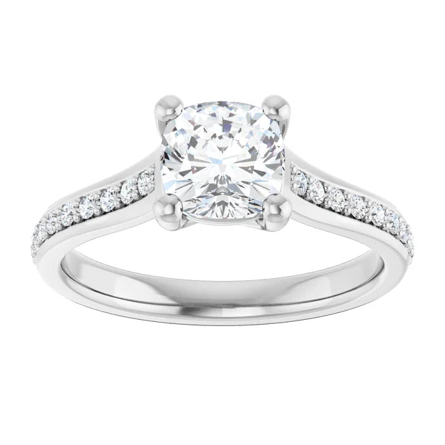 1 CT Cushion cut Diamond engagement Ring for women  on white gold