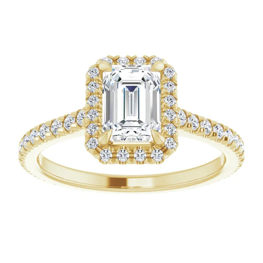 Emerald Cut Diamond Engagement Ring on Yellow gold