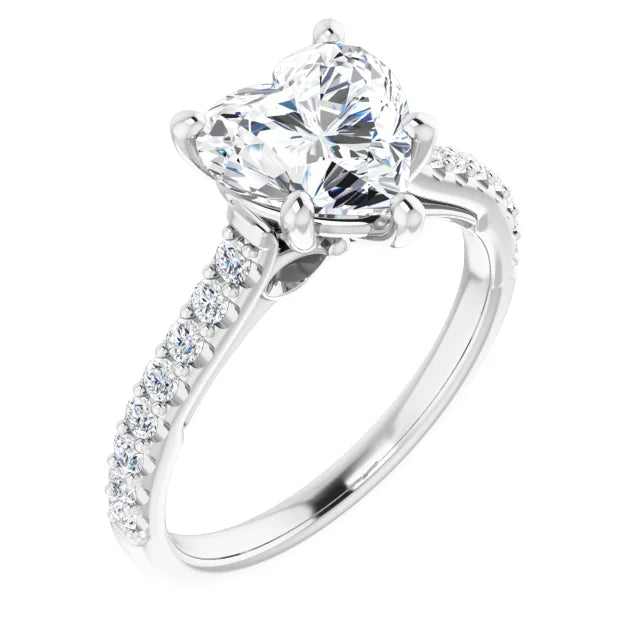 2 CT Accented Shank Heart Diamond Engagement Ring for Women sideway picture 