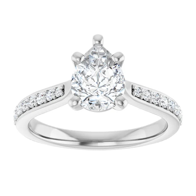 1 CT accented Shank pear shape diamond engagement Ring for women on white gold