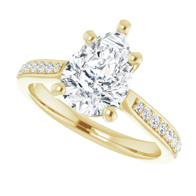 2 CTW accented Shank pear shape diamond engagement Ring for women on yellow gold 