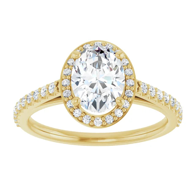 Halo Style Oval Shape solitaire Diamond Engagement Ring 