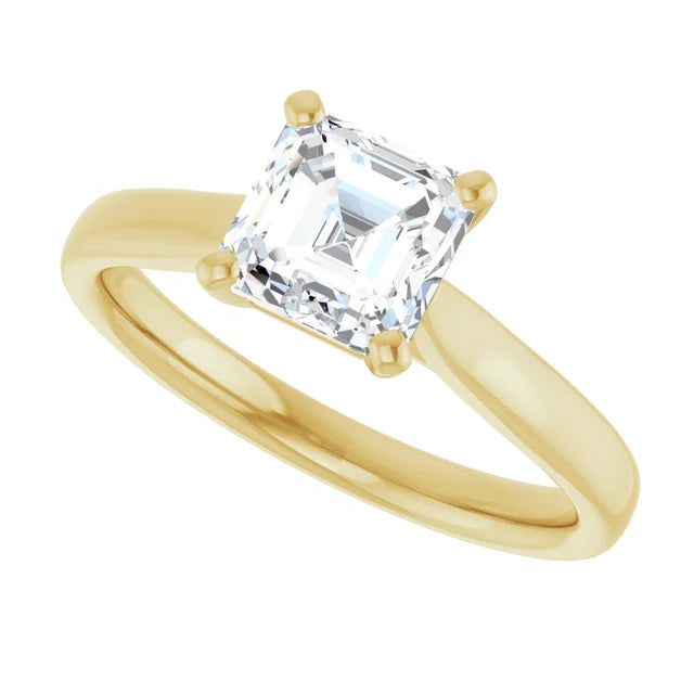 Asscher Cut Diamond Solitaire Engagement Ring