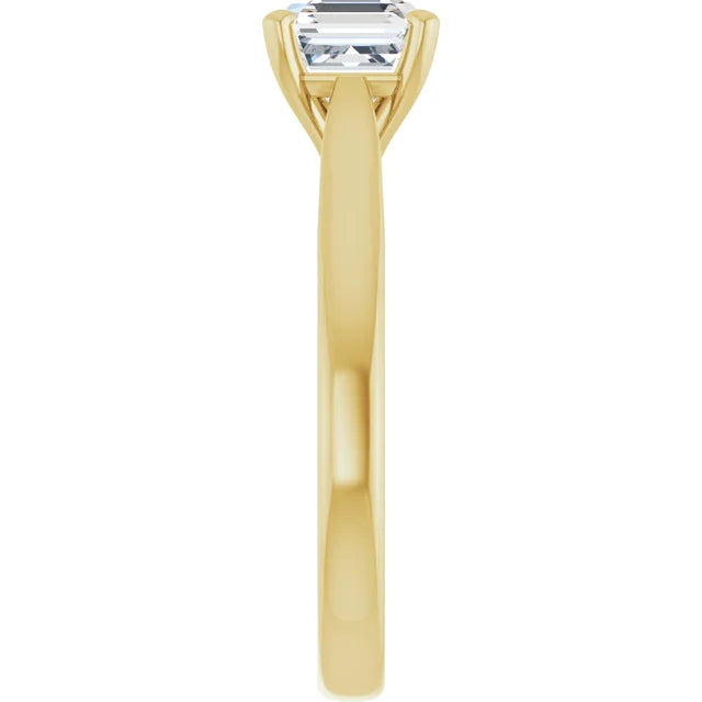 1 CT Asscher Cut Diamond Solitaire Engagement Ring yellow gold showing shank