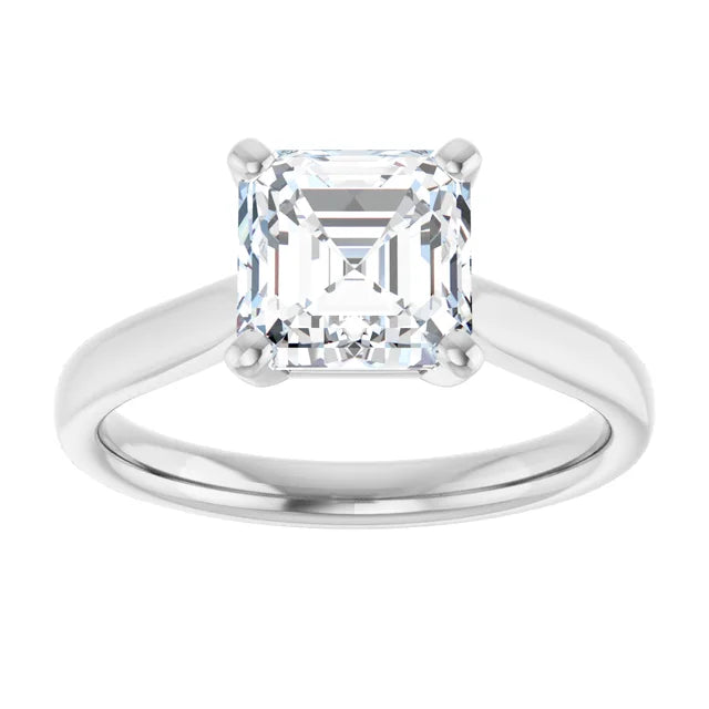 2 CT Asscher Cut Diamond Solitaire Engagement Ring white gold