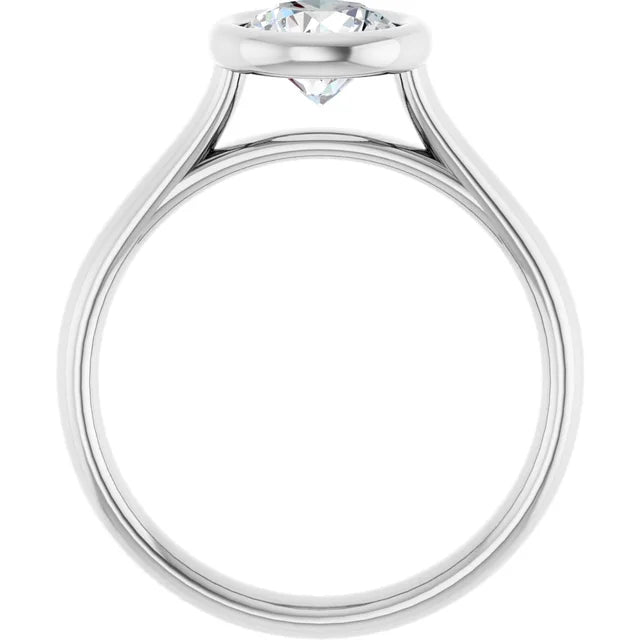 1 CTW Bezel Set Lab Grown Solitaire Diamond Engagement Ring 14K White Gold