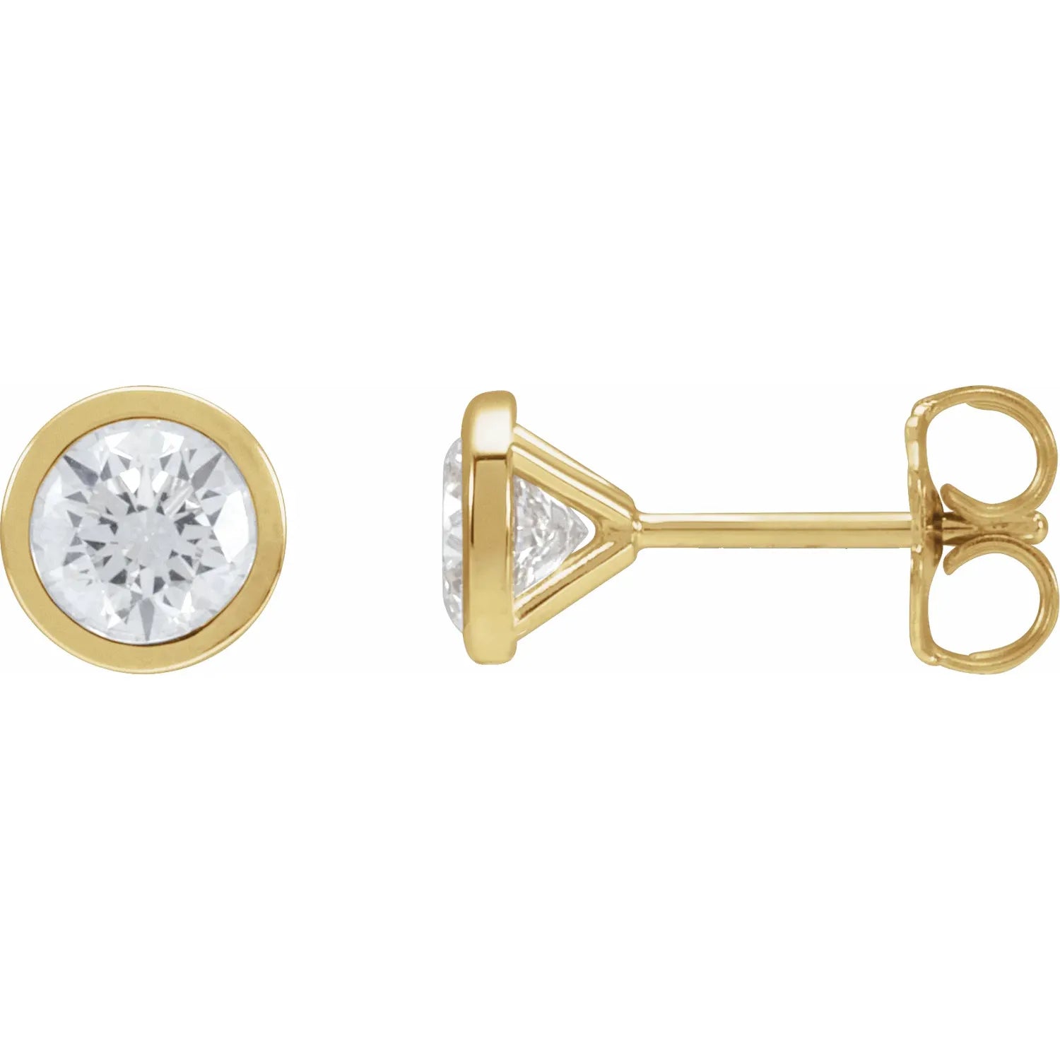 Lab Grown Diamond Studs Yellow Gold 1 CTW