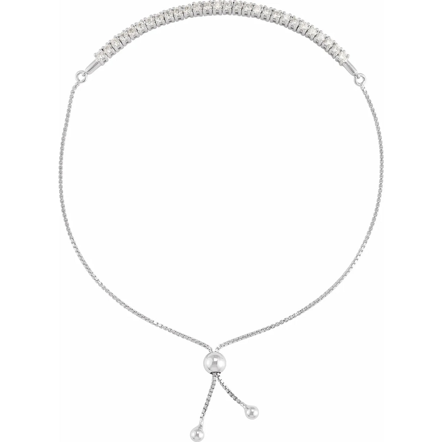 1 CTW Lab-Grown Diamond Bolo Bracelet White Gold