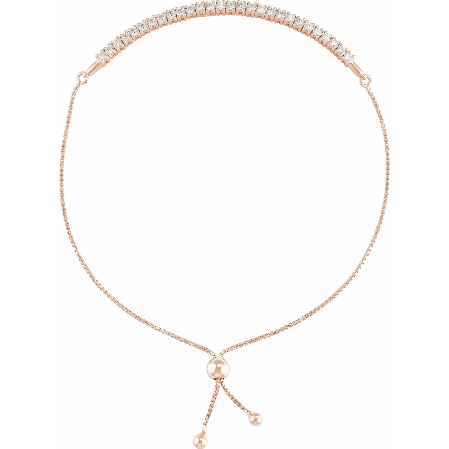 1 CTW Lab-Grown Diamond Bolo Bracelet Rose Gold