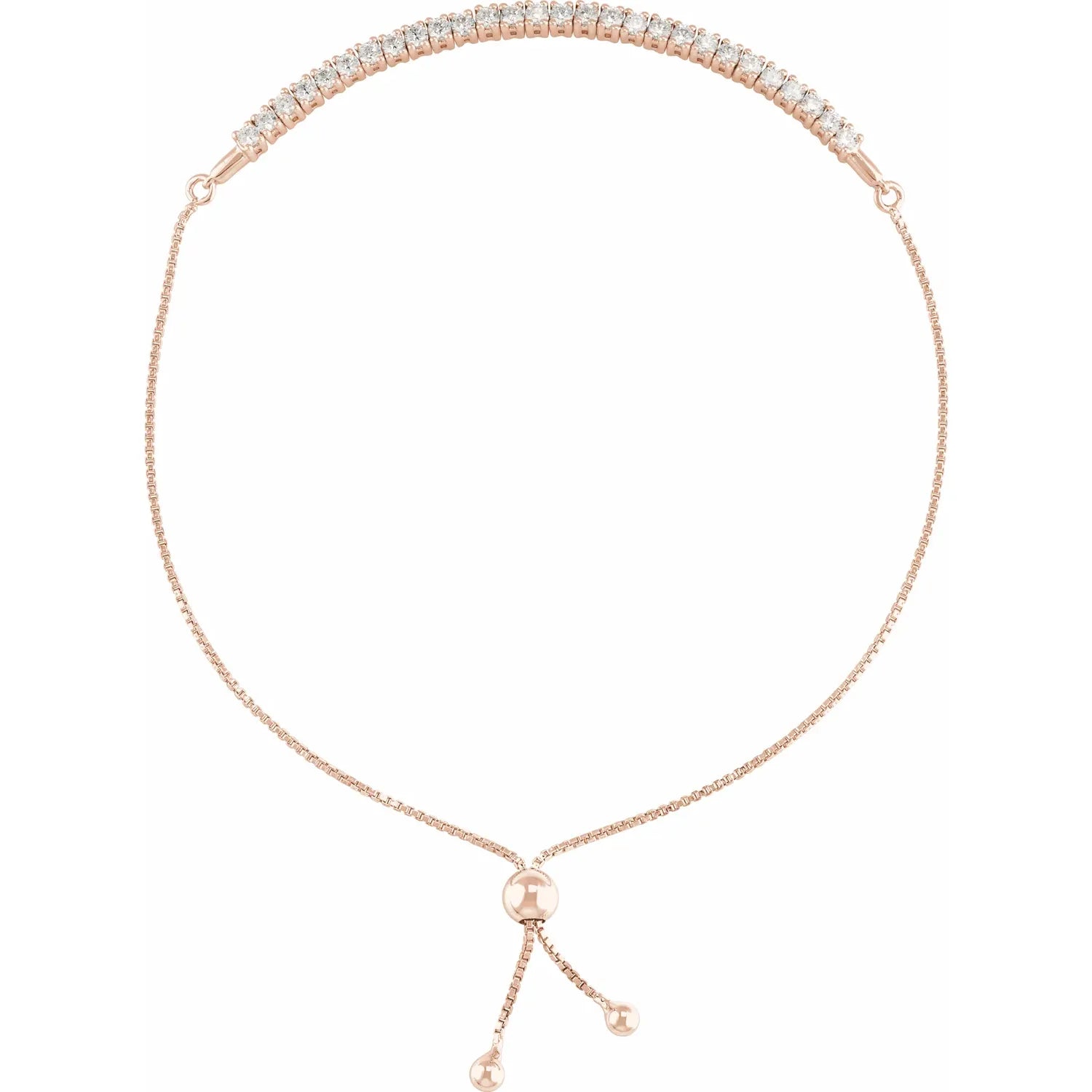 1 CTW Lab-Grown Diamond Bolo Bracelet Rose Gold