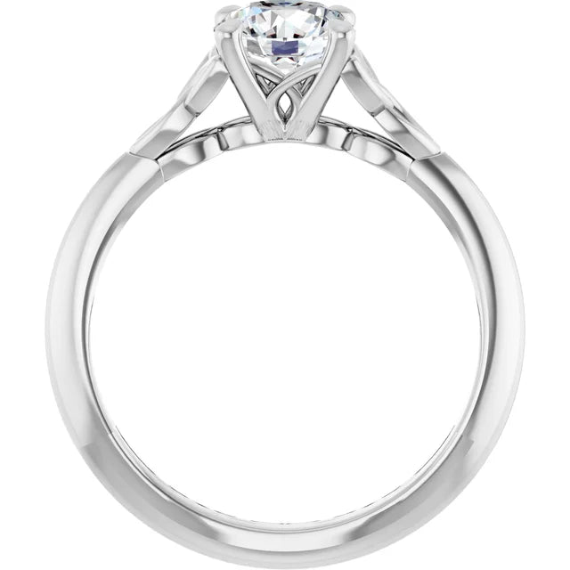 Celtic Inspired Round Solitaire Diamond Engagement Ring in White Gold showing under gallery 