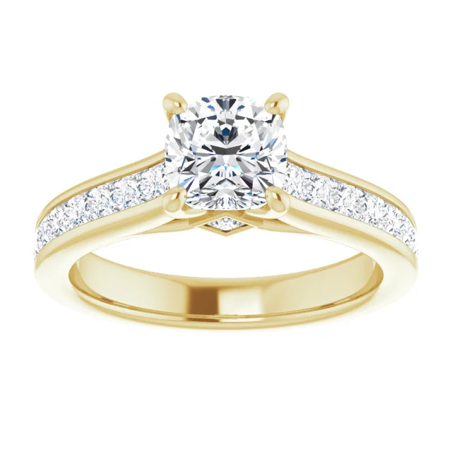 1 CT cushion cut accented shank Diamond engagement ring for women 