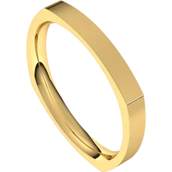 Comfort Fit Square wedding Band for women yellow gold sideway picture 