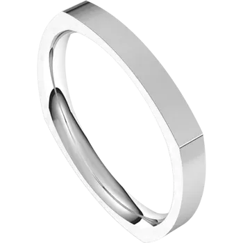 Comfort Fit Square wedding Band for women white gold sideway picture 