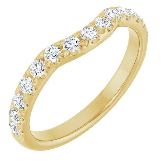 Diamond Contour Band for Women yellow gold sideway picture 