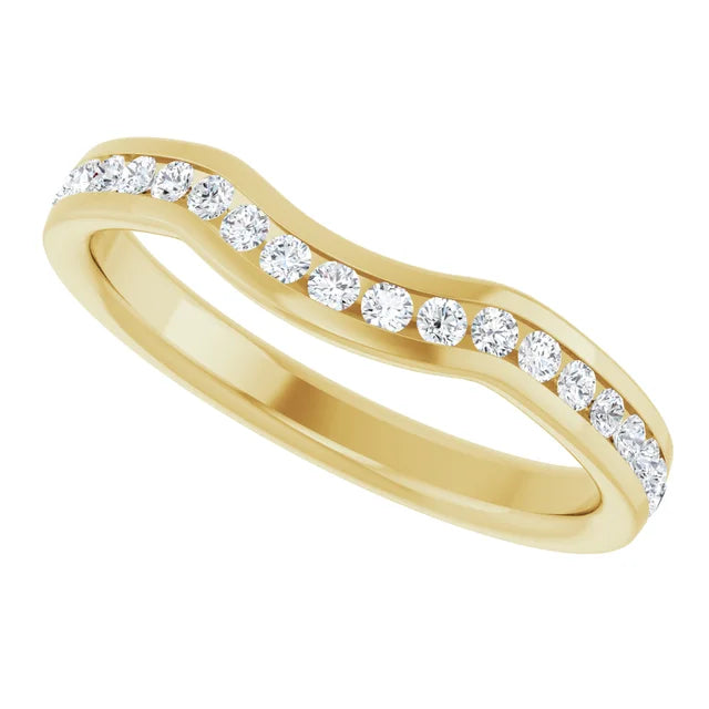 Lab-Grown Diamond Contour Band yellow gold picture from the side 