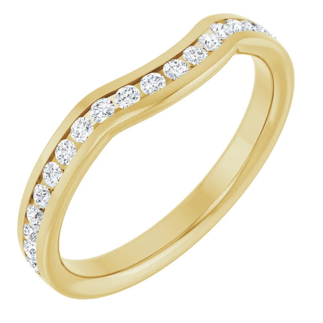 Lab-Grown Diamond Contour Band on Yellow gold side way picture 