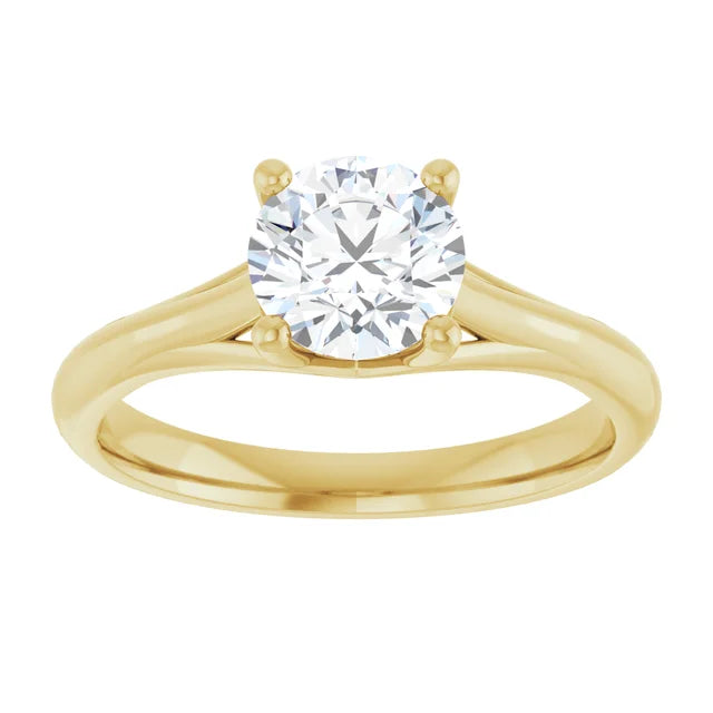 1 CTW Lab Grown Round Diamond Solitaire Engagement Ring on yellow gold showing the diamond