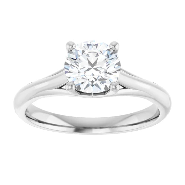 1 CTW Lab Grown Round Diamond Solitaire Engagement Ring 14K White Gold Showing Center Stone